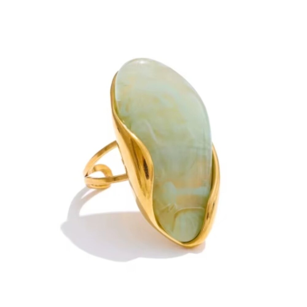 Resin Geometric Adjustable Ring – Gold Plated Stainless Steel